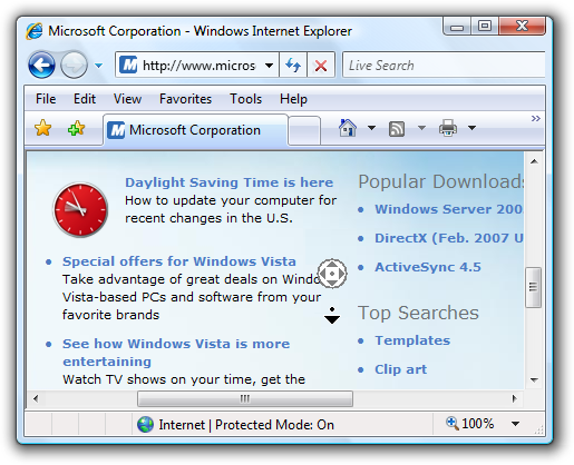 captura de tela da página com o ícone de origem de rolagem 