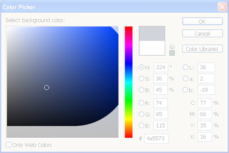 captura de tela da caixa de diálogo seletor de cores 