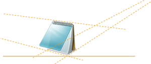 imagem do notebook com linhas mostrando perspectiva