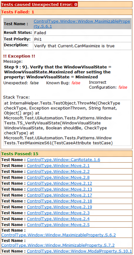 example log result detail from the all results view