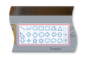 captura de tela de um controle de galeria na faixa de opções na faixa de opções do Microsoft Paint.