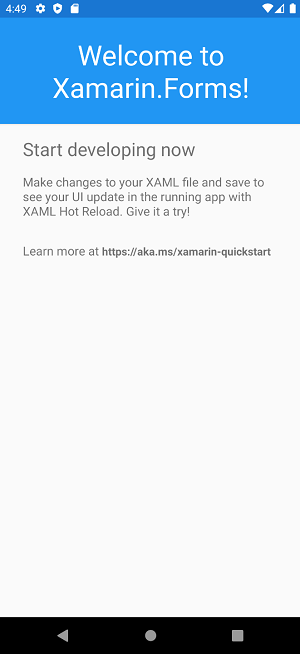 Android Emulator exibindo o aplicativo
