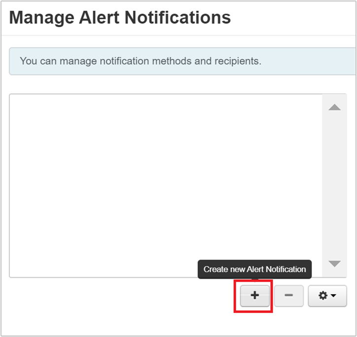 Captura de ecrã que mostra a caixa de diálogo Gerir Notificações de Alerta.