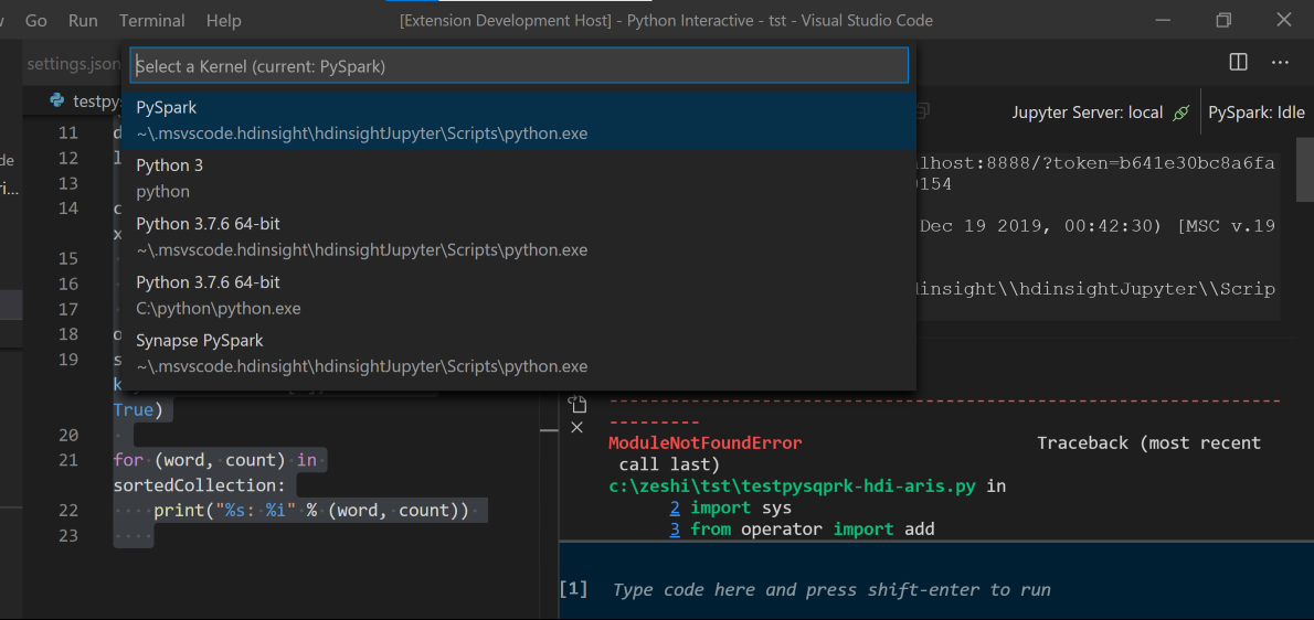 Pyspark ambiente interativo Python.