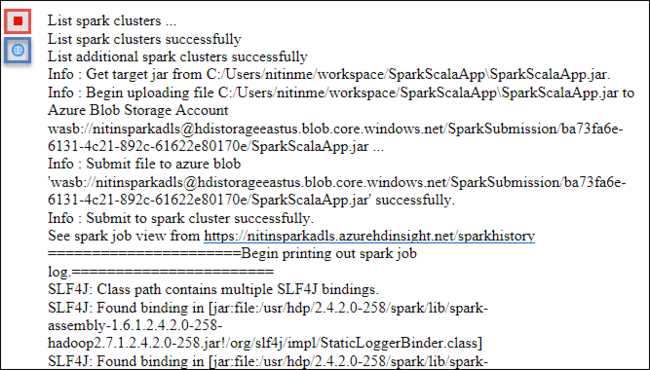 janela de submissão do Apache Spark.