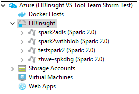 clusters do HDInsight Spark no Azure Explorer3.
