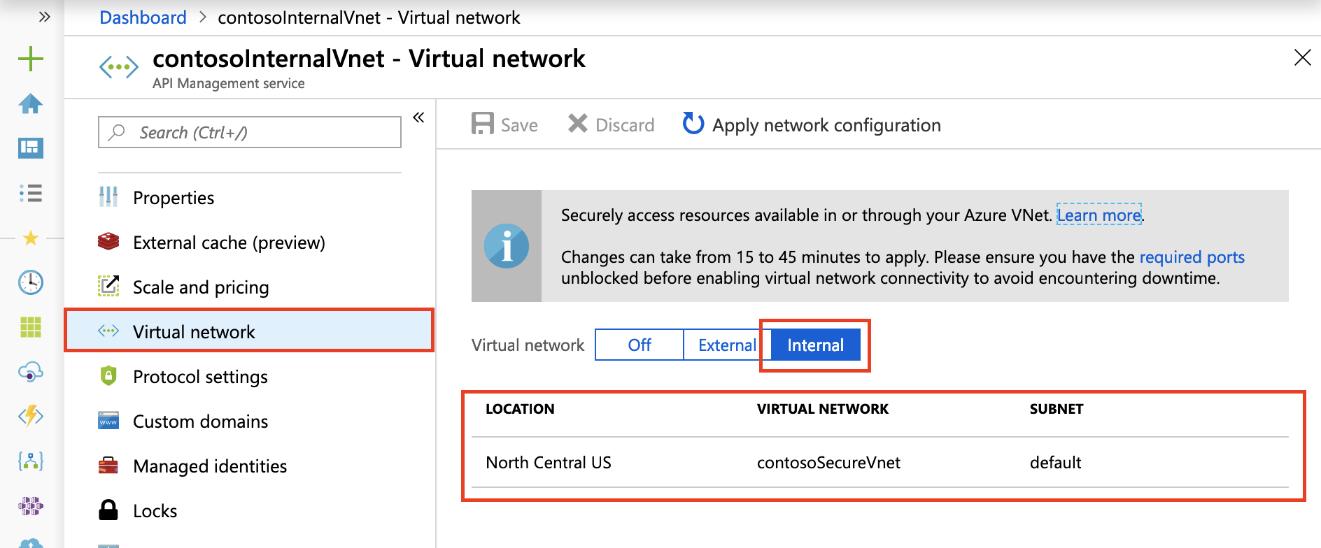 Configurar Rede Virtual interna no portal Azure