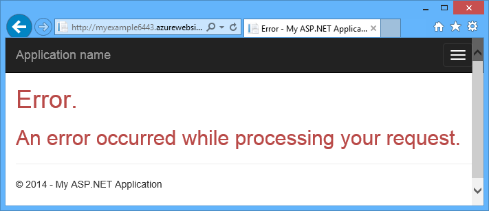 Captura de tela mostrando um exemplo de um erro genérico que ocorre em um navegador da Web.