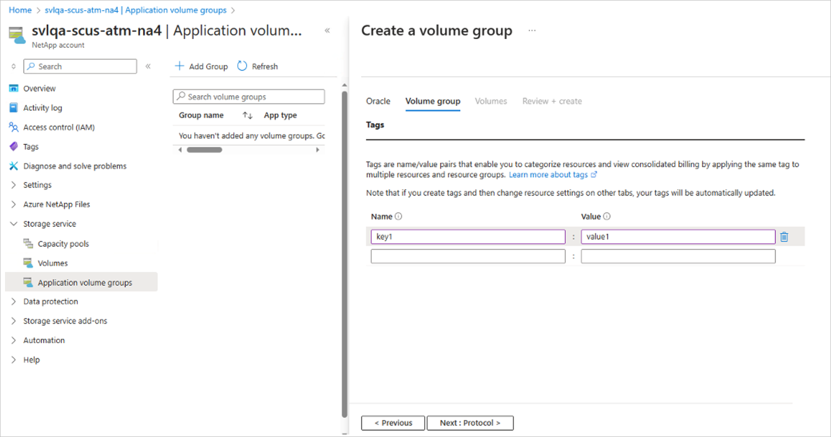 Captura de tela que mostra como adicionar tags para Oracle.