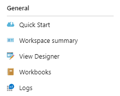 Captura de ecrã de um item de menu do Log Analytics.