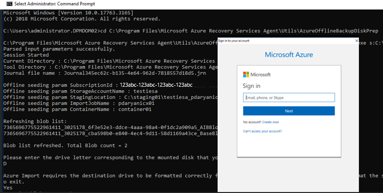 Esta captura de ecrã mostra o processo de início de sessão da subscrição do Azure.