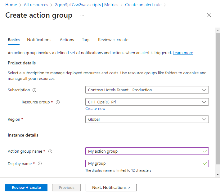 Noções básicas do grupo de ação