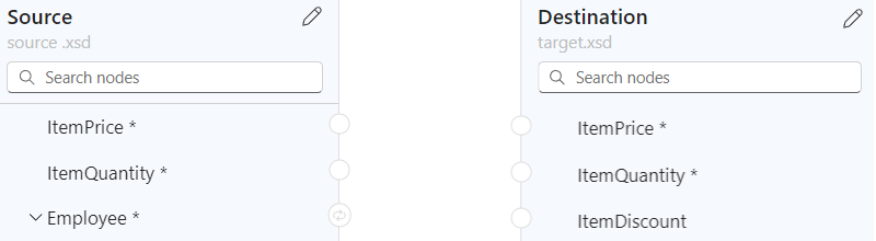 A captura de ecrã mostra a área do mapeador e os elementos de dados para o cenário de condição de exemplo.