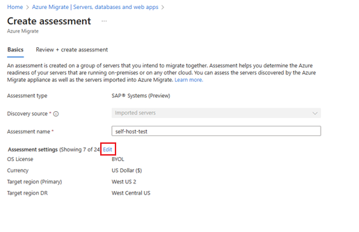 Captura de tela que mostra como editar as configurações.