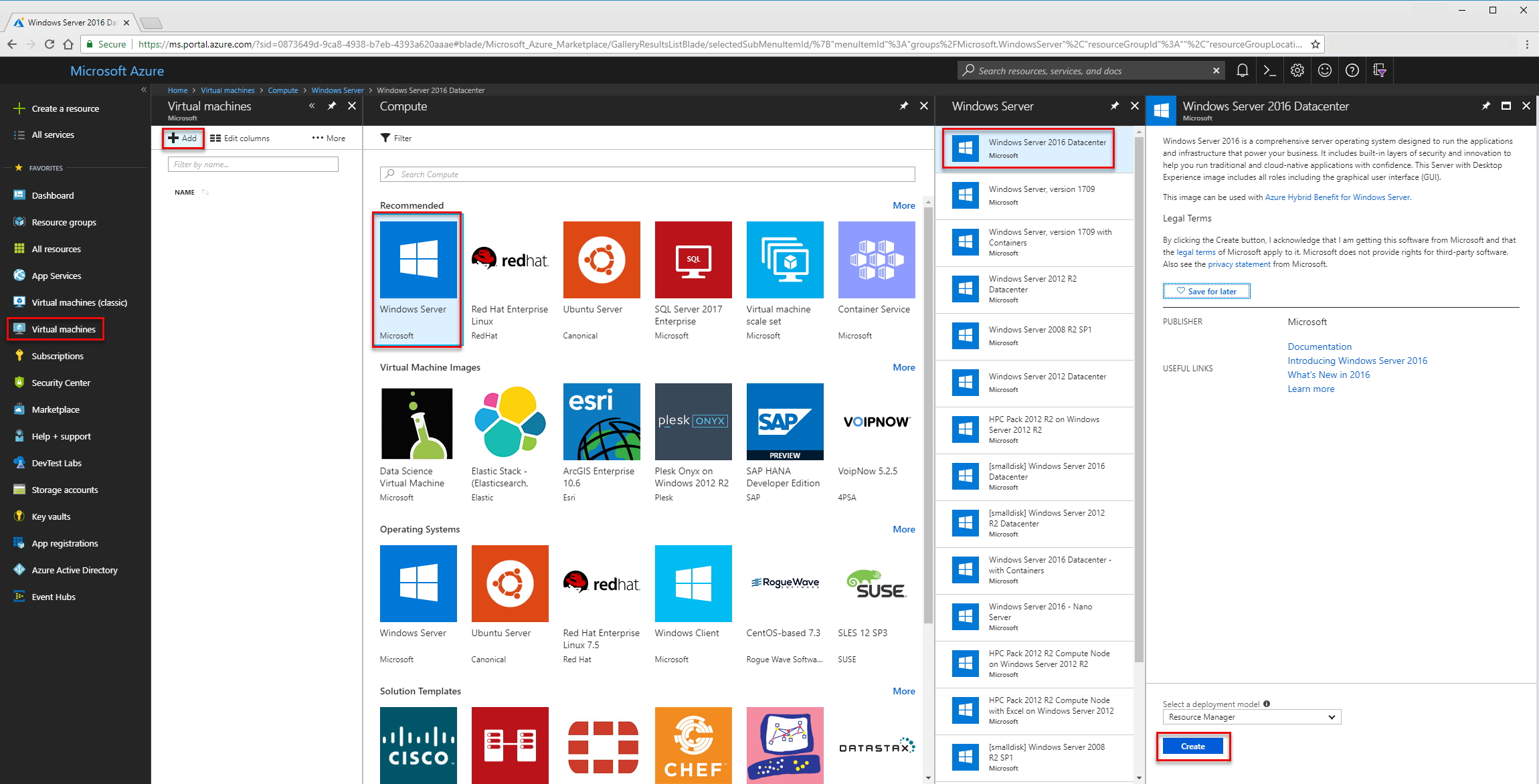 Captura de ecrã do portal do Azure que mostra o painel Criar uma máquina virtual com opções de configuração.