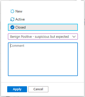 Captura de ecrã a mostrar o encerramento de um incidente.