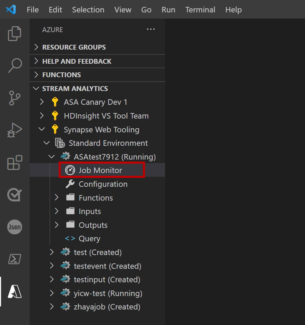 Captura de tela da extensão VS Code abrindo o Monitor de Trabalho.