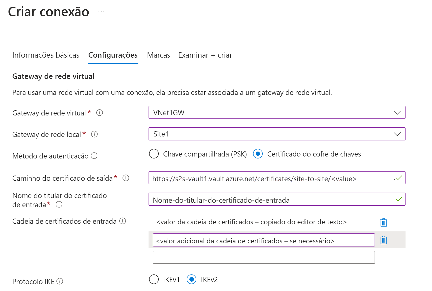 Captura de ecrã que mostra a página Definições.