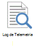 Ícone que representa um registo de telemetria com uma lupa.
