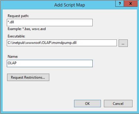 Captura de ecrã da caixa de diálogo Adicionar Mapa de Script
