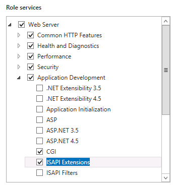 Recursos ISAPI e CGI na função de servidor Web