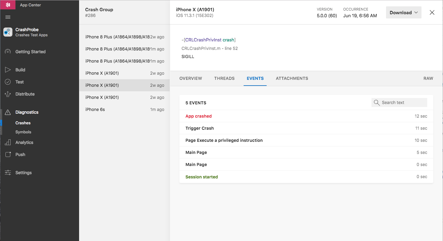 O App Center permite que você acompanhe os eventos que levaram ao seu acidente
