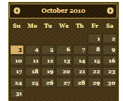 Captura de tela de um j Query UI 1 ponto 11 ponto 4 Calendário com o tema Bolsa Swanky.