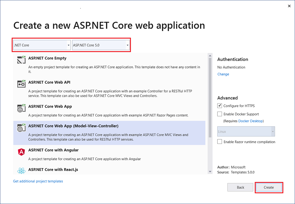 Criar um novo aplicativo Web ASP.NET Core