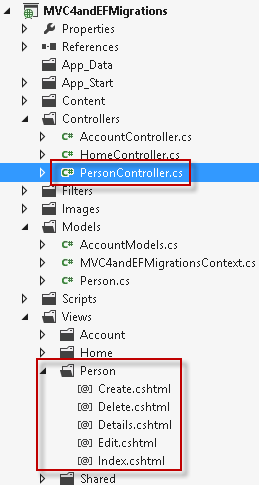 Depois de criar o controlador Person com scaffolding Depois de criar o controlador Person com scaffolding