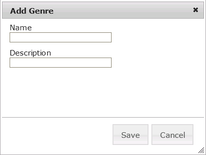 Imagem da caixa de diálogo pop-up add genre
