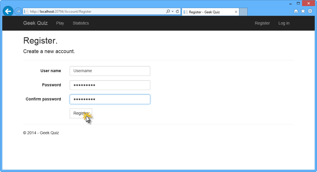Registrando um usuário Registrando um usuário