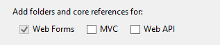 Captura de tela mostrando a janela Novo projeto ASP.NET com a caixa de seleção Web Forms pré-selecionada.