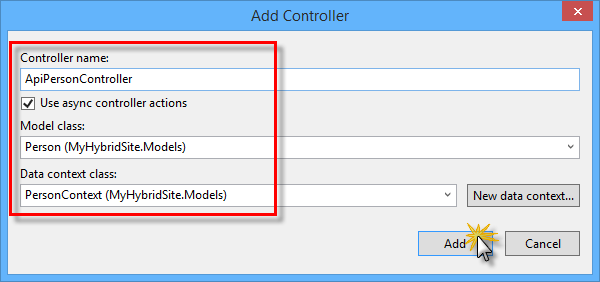 Adicionando um controlador de API Web com scaffolding Adicionando um controlador de API Web com scaffolding