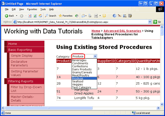 Escolher uma categoria diferente na lista de Drop-Down