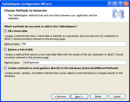 Nomear os métodos Fill e GetEmployees do TableAdapter