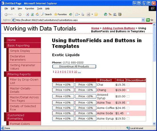 Adicione o controle de usuário SectionLevelTutorialListing.ascx ao Default.aspx