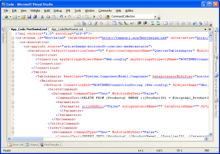 O arquivo XSD (Definição de Esquema XML) para o Conjunto de Dados Digitado northwinds