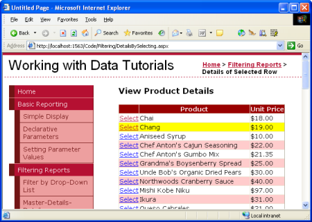 Personalizar a aparência da linha selecionada usando a propriedade SelectedRowStyle do GridView