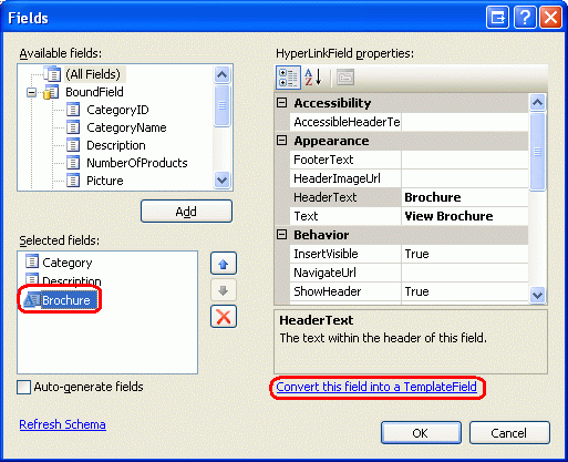 Converter o HyperLinkField em um TemplateField