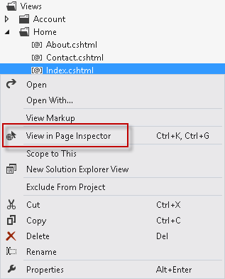 Selecionando um arquivo para visualizar no Inspetor de páginas Selecionando um arquivo para visualizar no Inspetor de páginas