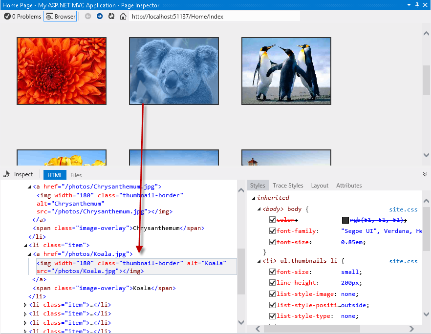 Selecionando o elemento HTML na página Selecionando o elemento HTML na página