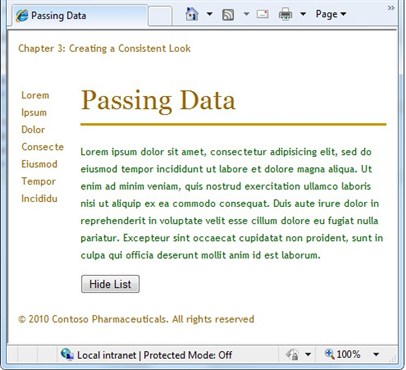 [Captura de tela que mostra a página Passando Dados.]