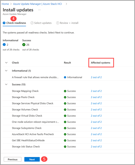 Captura de tela sobre a prontidão de verificação de atualizações no Azure Update Manager.