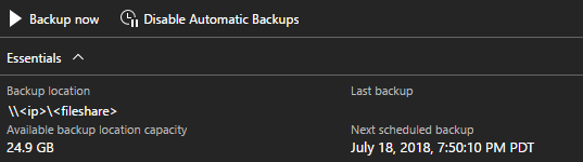 Azure Stack – cópia de segurança a pedido