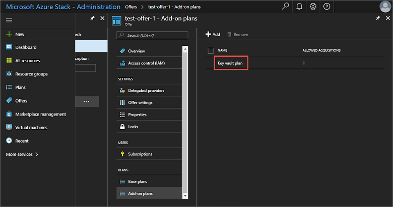 Review list of add-on plans in Azure Stack administrator portal