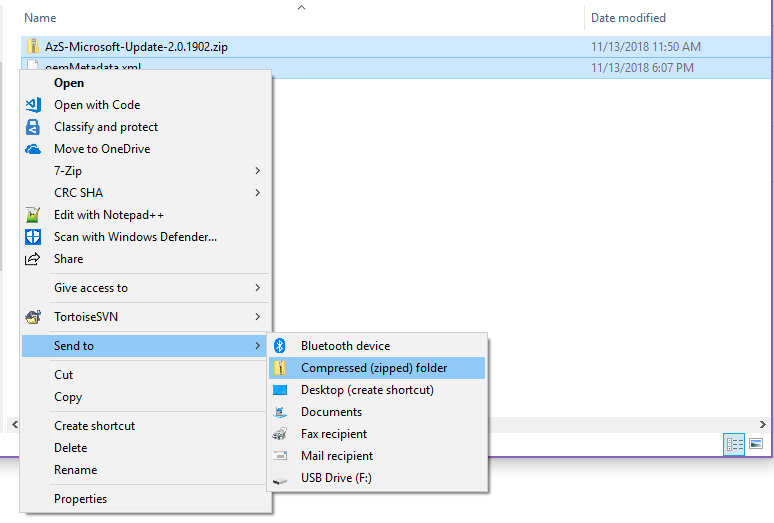 Compress item contents when creating an OEM extension package (Comprimir conteúdos de itens ao criar um pacote de extensão OEM