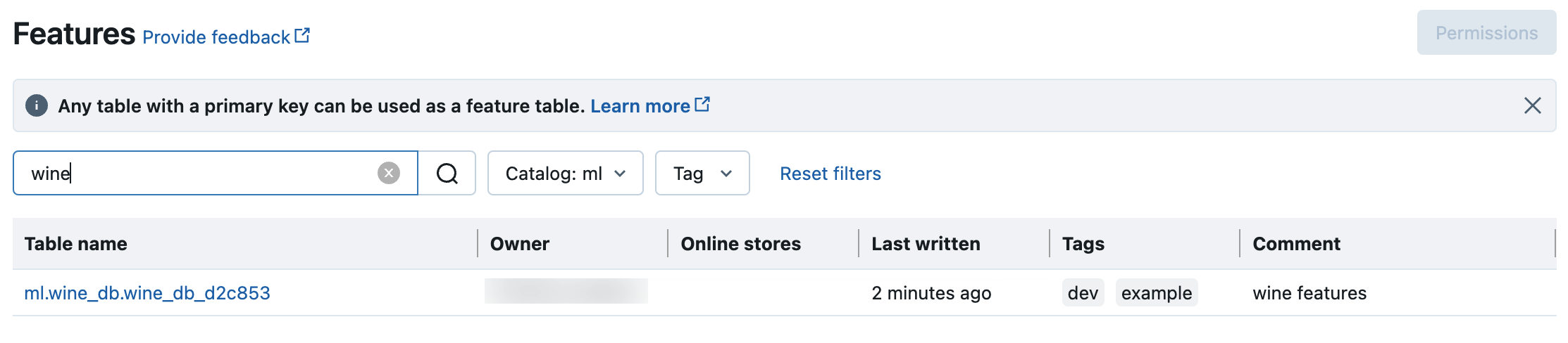 Exemplo de pesquisa de funcionalidades