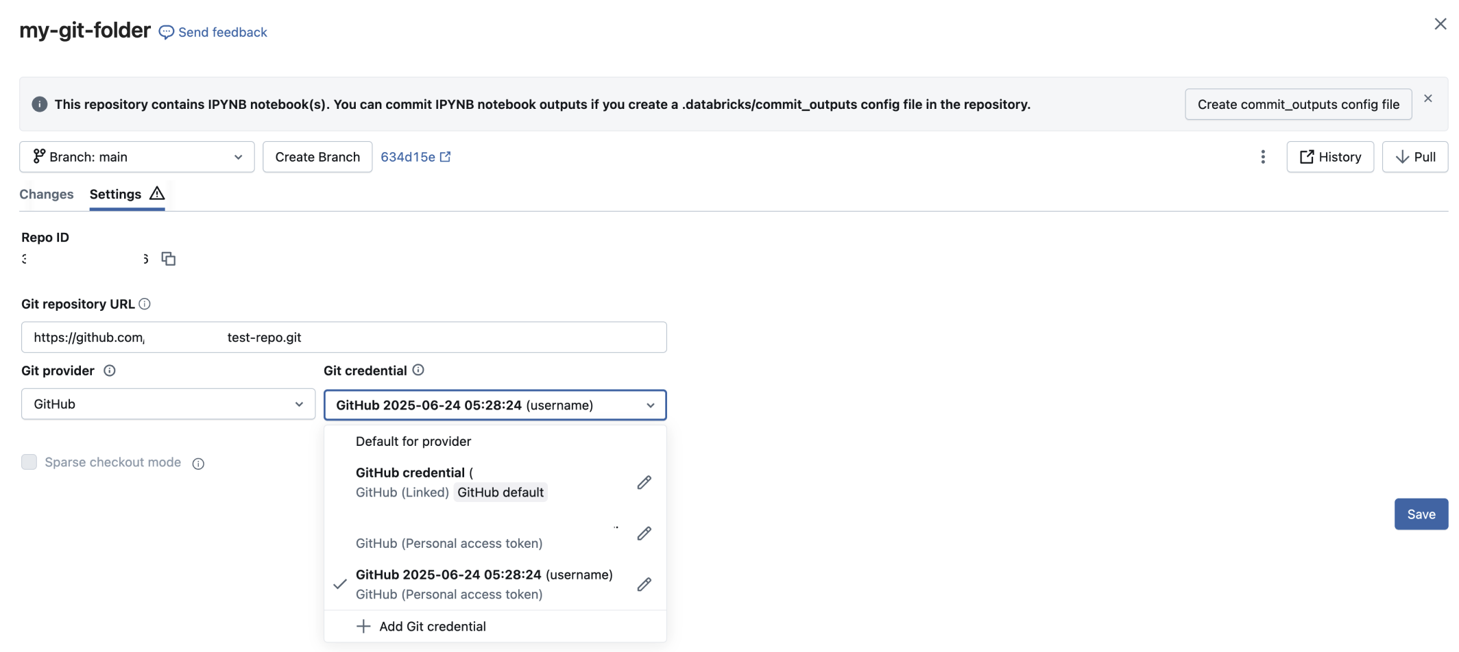 Selecione uma credencial