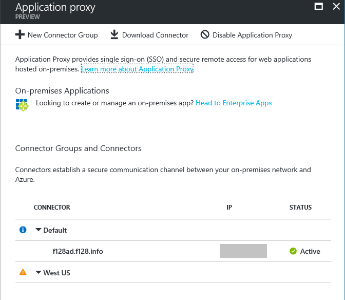 Connector group management in Azure portal