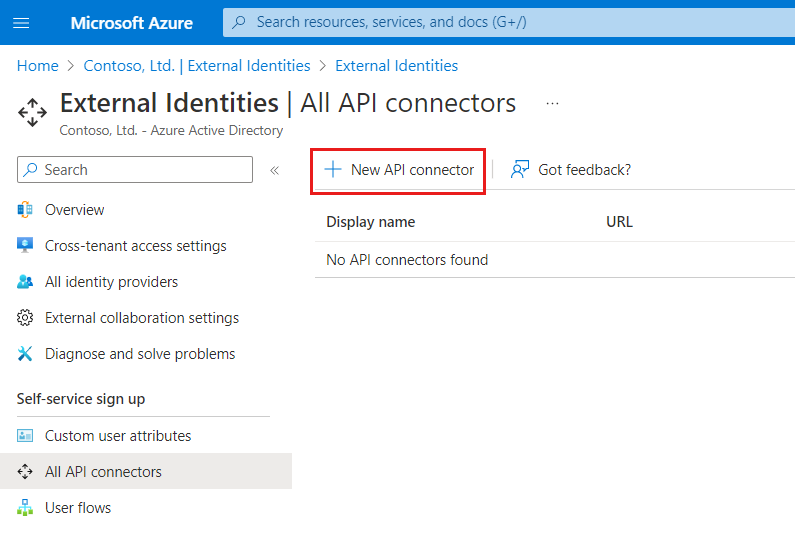 Captura de tela mostrando a adição de um novo conector de API à ID externa.